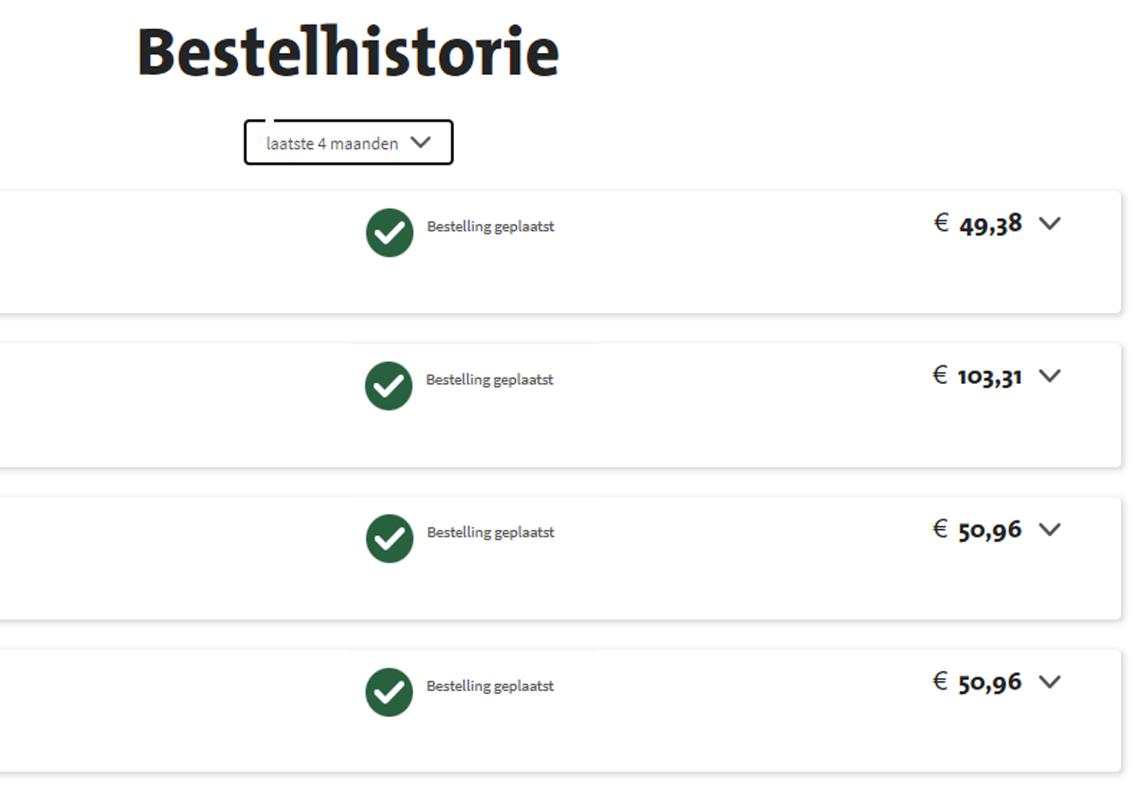 Vind uw laatste 10 bestellingen terug in uw bestelhistorie