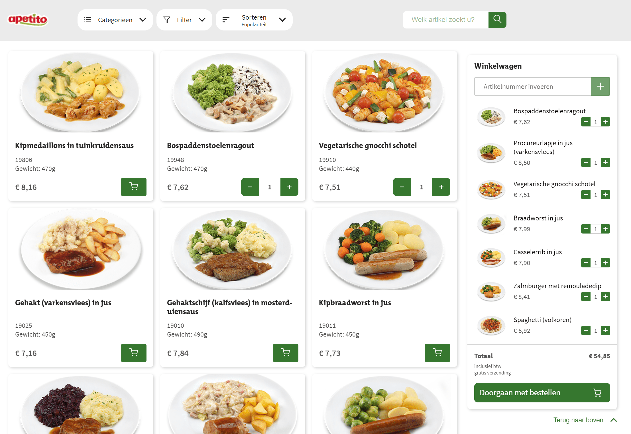 De winkelwagen bevindt zich weer rechts
